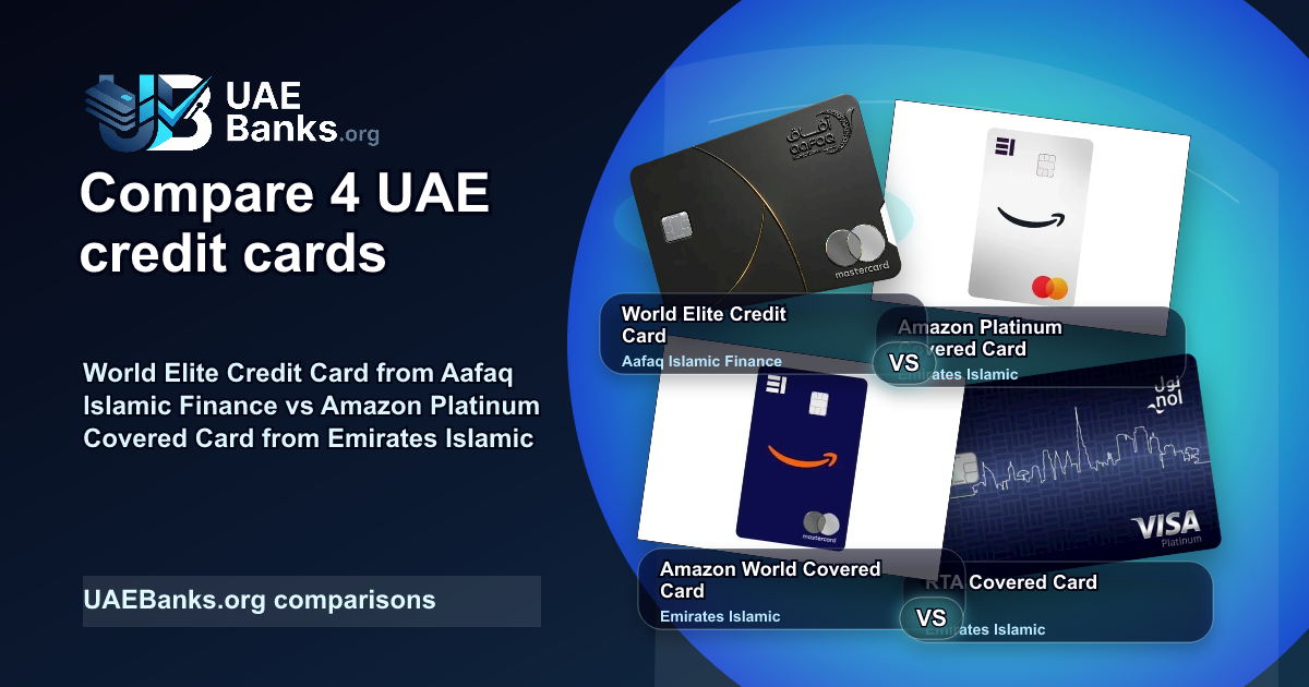 World Elite Credit Card vs Amazon Platinum Covered Card vs Amazon World Covered Card vs RTA Covered Card comparison thumbnail