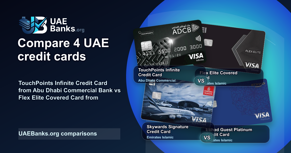 TouchPoints Infinite Credit Card vs Flex Elite Covered Card vs Skywards Signature Credit Card vs Etihad Guest Platinum Credit Card comparison thumbnail