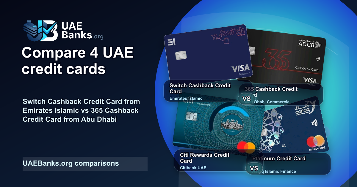 Switch Cashback Credit Card vs 365 Cashback Credit Card vs Citi Rewards Credit Card vs Platinum Credit Card comparison thumbnail